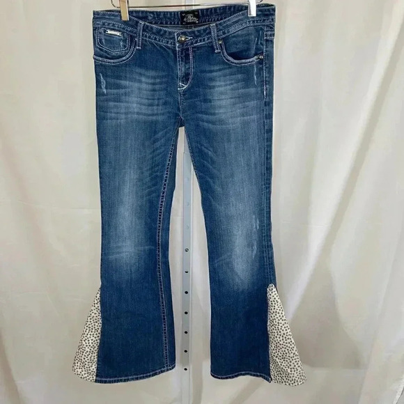 ReRock for Express Size 12 Women’s Flare Jeans Denim Western Festival Concert - Picture 1 of 14